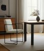 Beige and Black Upholstered Cushion And Metal Dining Arm Chair