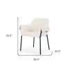 Set of Two Cream and Black Boucle Dining Arm Chairs