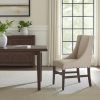 Cream and Brown Upholstered Linen And Solid Wood Dining Side Chair