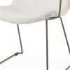 Beige and Gold Fabric and Wood Dining Arm Chair