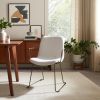 Beige and Gold Fabric and Wood Dining Arm Chair