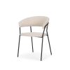 Set of Two Beige and Black Fabric Open Back Dining Arm Chairs