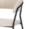 Set of Two Beige and Black Fabric Open Back Dining Arm Chairs