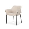 Set of Two Beige and Black Fabric Dining Arm Chairs