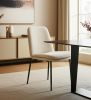Set of Two Cream and Black Boucle Dining Side Chairs