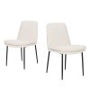 Set of Two Cream and Black Boucle Dining Side Chairs
