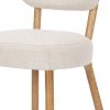 Set of Two Beige and Brown Fabric Open Back Dining Side Chairs