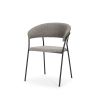 Set of Two Gray and Black Fabric Open Back Dining Arm Chairs
