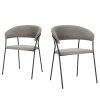 Set of Two Gray and Black Fabric Open Back Dining Arm Chairs