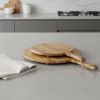 Set of Two Natural Solid Wood Handmade Round Serve Boards With Handles