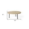 15" Light Brown And Black Round Solid Wood Handmade Riser Tray
