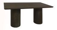 72" Dark Brown Solid Wood Double Pedestal Base Dining Table