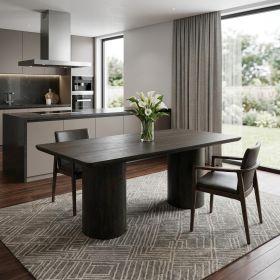 72" Dark Brown Solid Wood Double Pedestal Base Dining Table