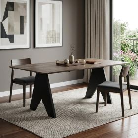 79" Espresso Solid Wood Cross Leg Base Dining Table