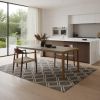 79" Gray and Natural Faux Concrete and Solid Wood Dining Table