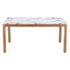 63" White and Natural Faux Marble and Solid Wood Dining Table
