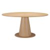 71" Natural Solid Wood Pedestal Base Oval Dining Table