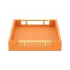 16" Orange And Gold Faux Shagreen Handmade Serving Tray With Handles