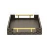 16" Black And Gold Geometric Print Handmade Serving Tray