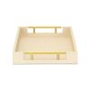 16" Champagne And Gold Geometric Print Handmade Serving Tray With Handles