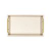 16" Champagne And Gold Geometric Print Handmade Serving Tray With Handles