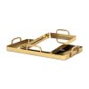 Set of Two Gold And Mirrored Glass Handmade Serving Trays