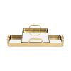 Set of Two Gold And Mirrored Glass Handmade Serving Trays