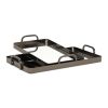 Set of Two Pewter Aluminum And Mirrored Glass Handmade Serving Trays