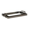Set of Two Pewter Aluminum And Mirrored Glass Handmade Serving Trays