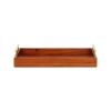 16" Brown And Gold Solid Wood Handmade Serving Tray With Handles
