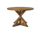 48" Oak Wood Cross Leg Base Round Top Dining Table