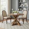 48" Oak Wood Cross Leg Base Round Top Dining Table
