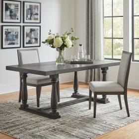 84" Gray Wood Trestle Base Dining Table