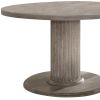 47" Gray Wood Pedestal Base Round Top Dining Table
