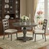 48" Gray Wood Pedestal Base Round Top Dining Table