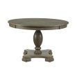48" Gray Wood Pedestal Base Round Top Dining Table