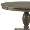 48" Gray Wood Pedestal Base Round Top Dining Table