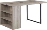 60" Gray and Black Wood and Iron Sled Base Dining Table