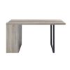 60" Gray and Black Wood and Iron Sled Base Dining Table