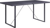 64" Dark Gray and Black Wood and Iron Sled Base Dining Table