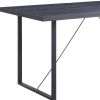 64" Dark Gray and Black Wood and Iron Sled Base Dining Table