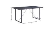 64" Dark Gray and Black Wood and Iron Sled Base Dining Table