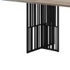 72" Oak And Black Wood And Iron Double Pedestal Base Dining Table