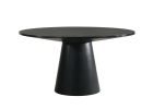59" Black Wood Pedestal Base Round Top Dining Table