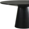59" Black Wood Pedestal Base Round Top Dining Table