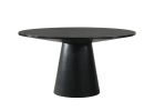 59" Black Wood Pedestal Base Round Top Dining Table