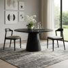 59" Black Wood Pedestal Base Round Top Dining Table