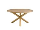 54" Oak Wood Cross Leg Base Round Top Dining Table