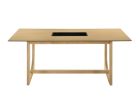 71" Natural Wood Trestle Base Dining Table