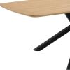 79" Natural and Black Wood and Iron Cross Leg Base Dining Table